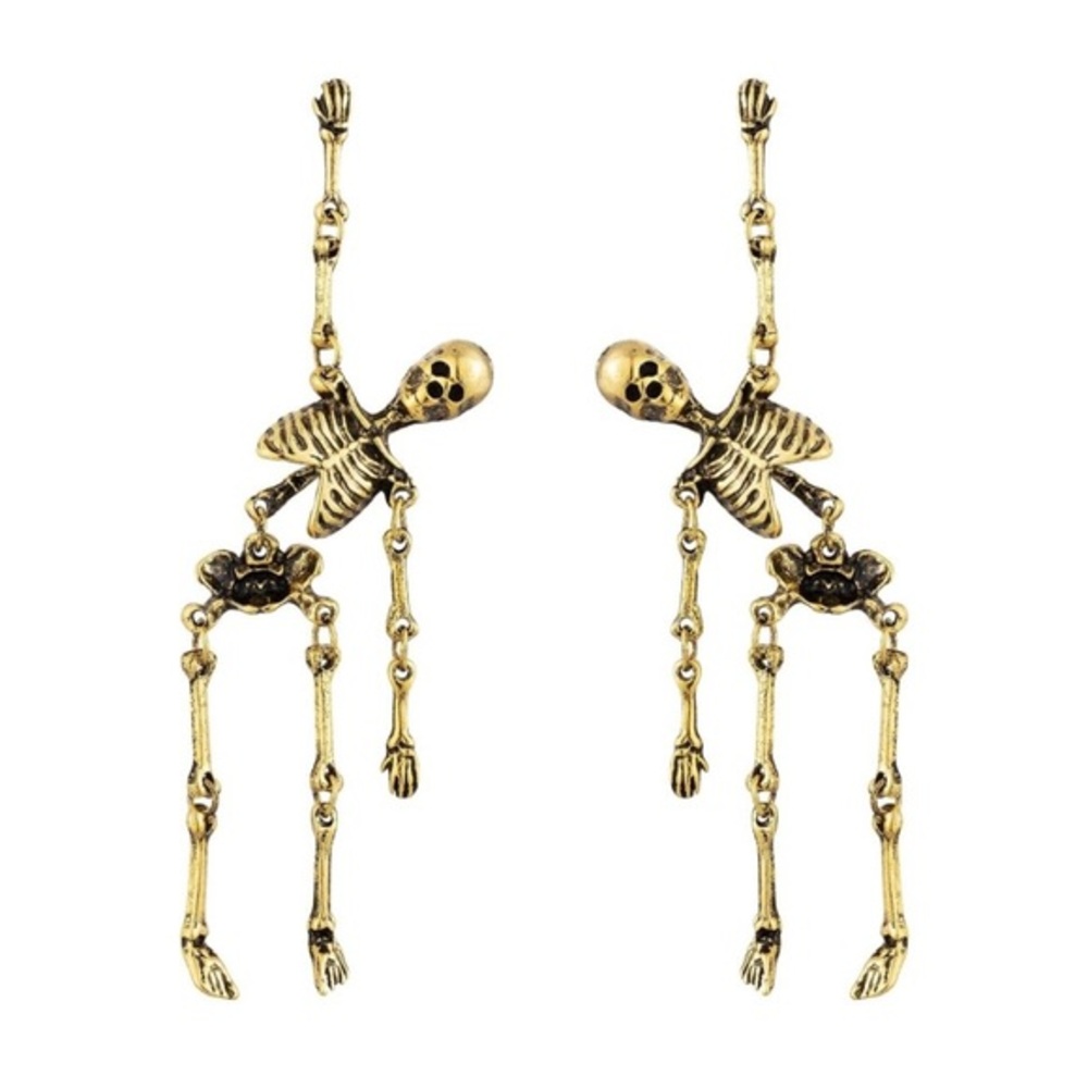 Gold Skeleton Dangle Earrings